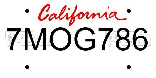 7MOG786 California License Plate