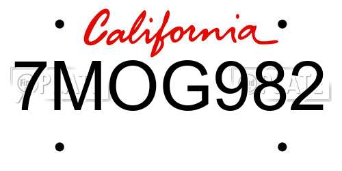7MOG982 California License Plate
