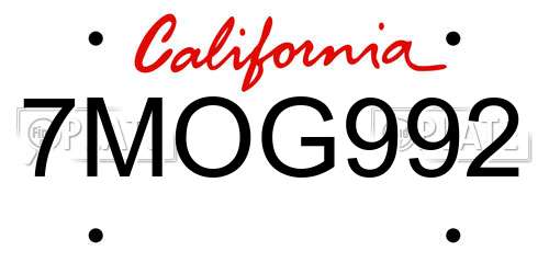 7MOG992 California License Plate