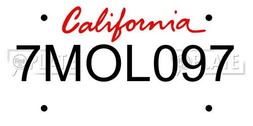 7MOL097 California License Plate