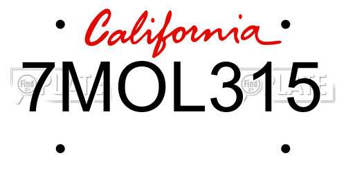 7MOL315 California License Plate