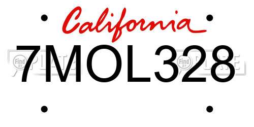 7MOL328 California License Plate
