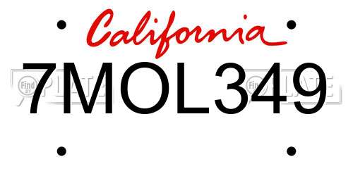 7MOL349 California License Plate