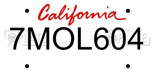 7MOL604 California License Plate