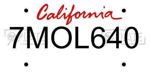 7MOL640 California License Plate