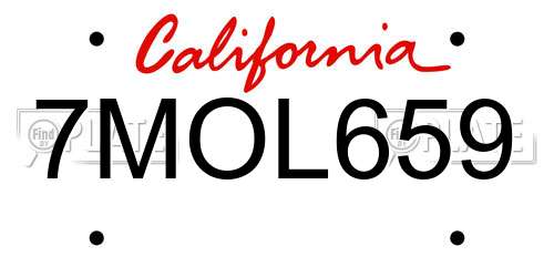7MOL659 California License Plate