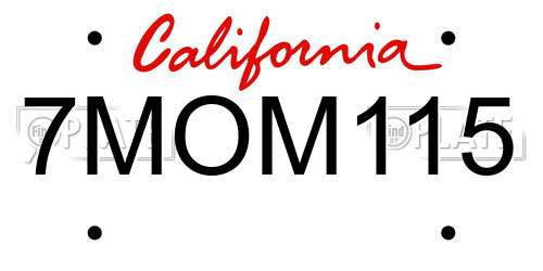7MOM115 California License Plate