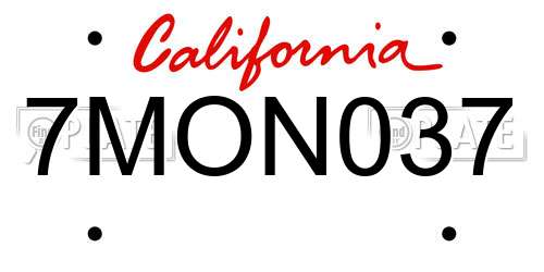 7MON037 California License Plate