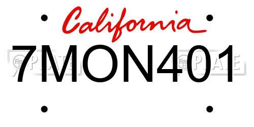 7MON401 California License Plate