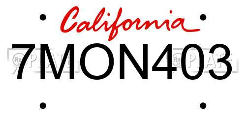 7MON403 California License Plate