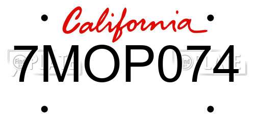 7MOP074 California License Plate