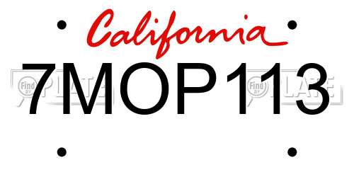 7MOP113 California License Plate