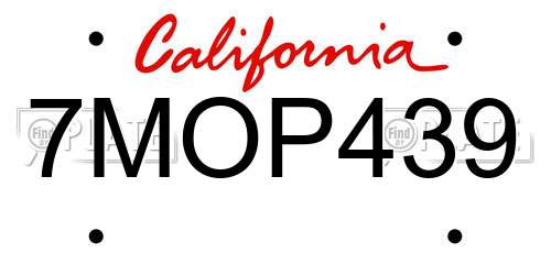 7MOP439 California License Plate