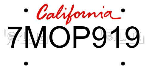 7MOP919 California License Plate