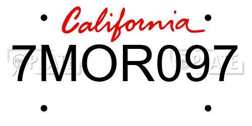 7MOR097 California License Plate