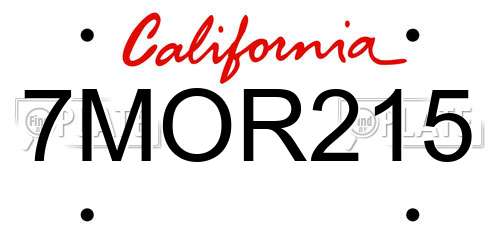 7MOR215 California License Plate