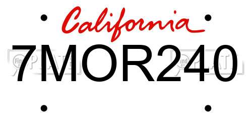 7MOR240 California License Plate