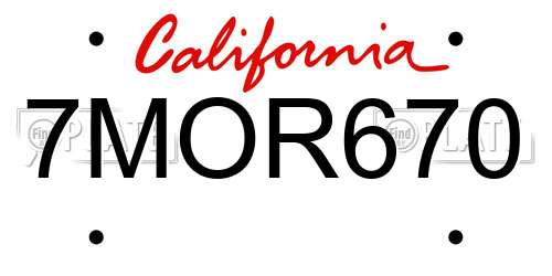 7MOR670 California License Plate