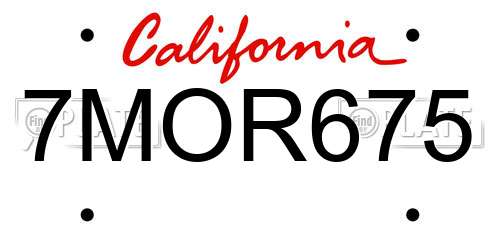 7MOR675 California License Plate