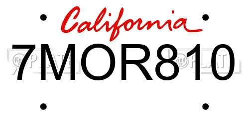 7MOR810 California License Plate