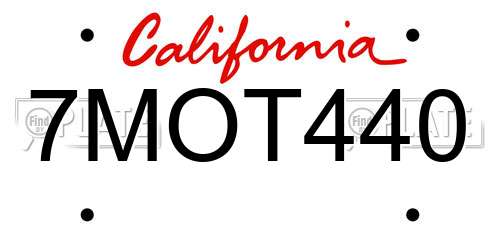 7MOT440 California License Plate
