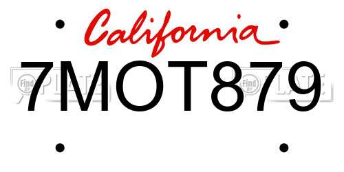 7MOT879 California License Plate