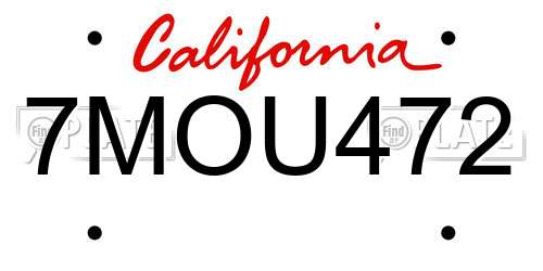 7MOU472 California License Plate