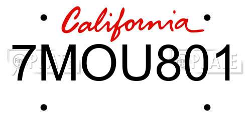 7MOU801 California License Plate