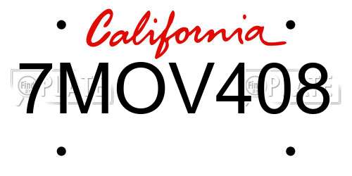 7MOV408 California License Plate