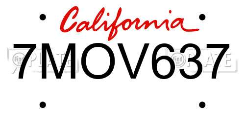 7MOV637 California License Plate