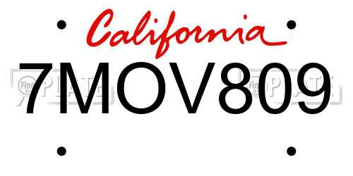 7MOV809 California License Plate