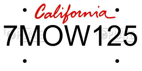 7MOW125 California License Plate