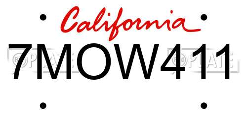 7MOW411 California License Plate