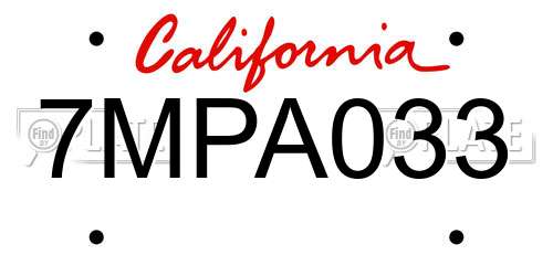 7MPA033 California License Plate