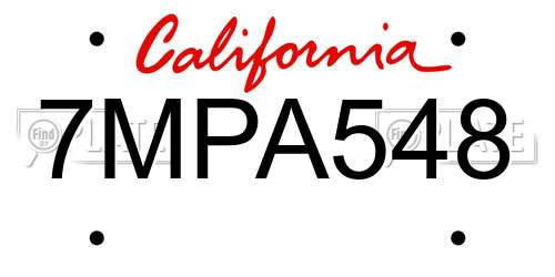 7MPA548 California License Plate