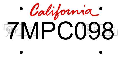 7MPC098 California License Plate