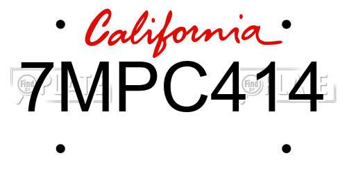7MPC414 California License Plate