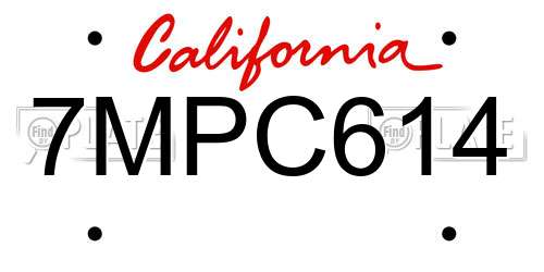 7MPC614 California License Plate