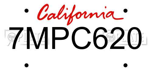 7MPC620 California License Plate