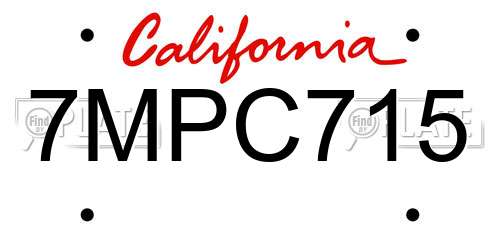 7MPC715 California License Plate