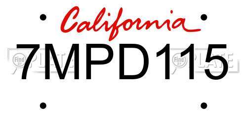 7MPD115 California License Plate