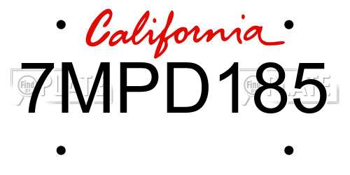 7MPD185 California License Plate