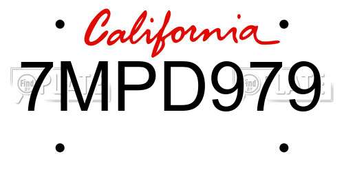 7MPD979 California License Plate