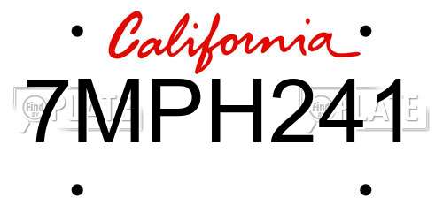 7MPH241 California License Plate