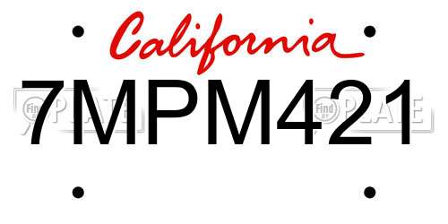 7MPM421 California License Plate