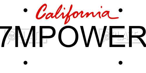 7MPOWER California License Plate