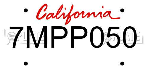 7MPP050 California License Plate