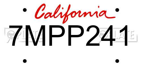 7MPP241 California License Plate