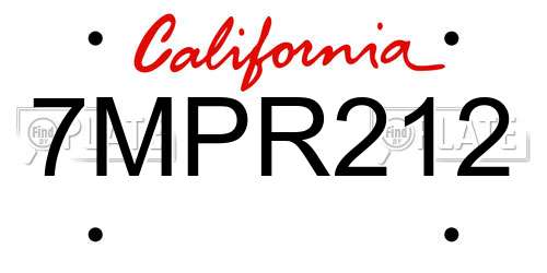 7MPR212 California License Plate
