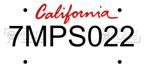 7MPS022 California License Plate